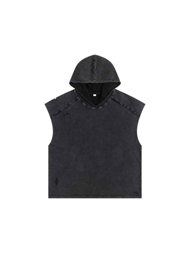 Snow Washed Boxy Hooded Tank Top