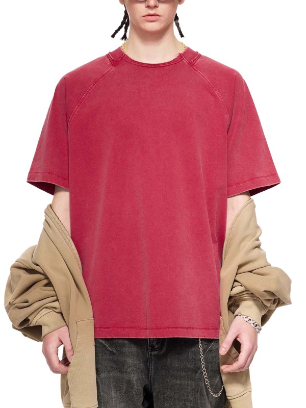 Vintage Washed Raglan Cotton T-Shirt