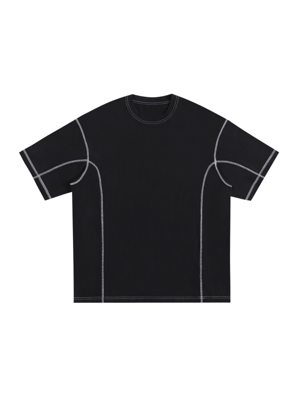 Streetwear Contrast-Stitched Cotton T-Shirt #RT0039 | TAPSTITCH