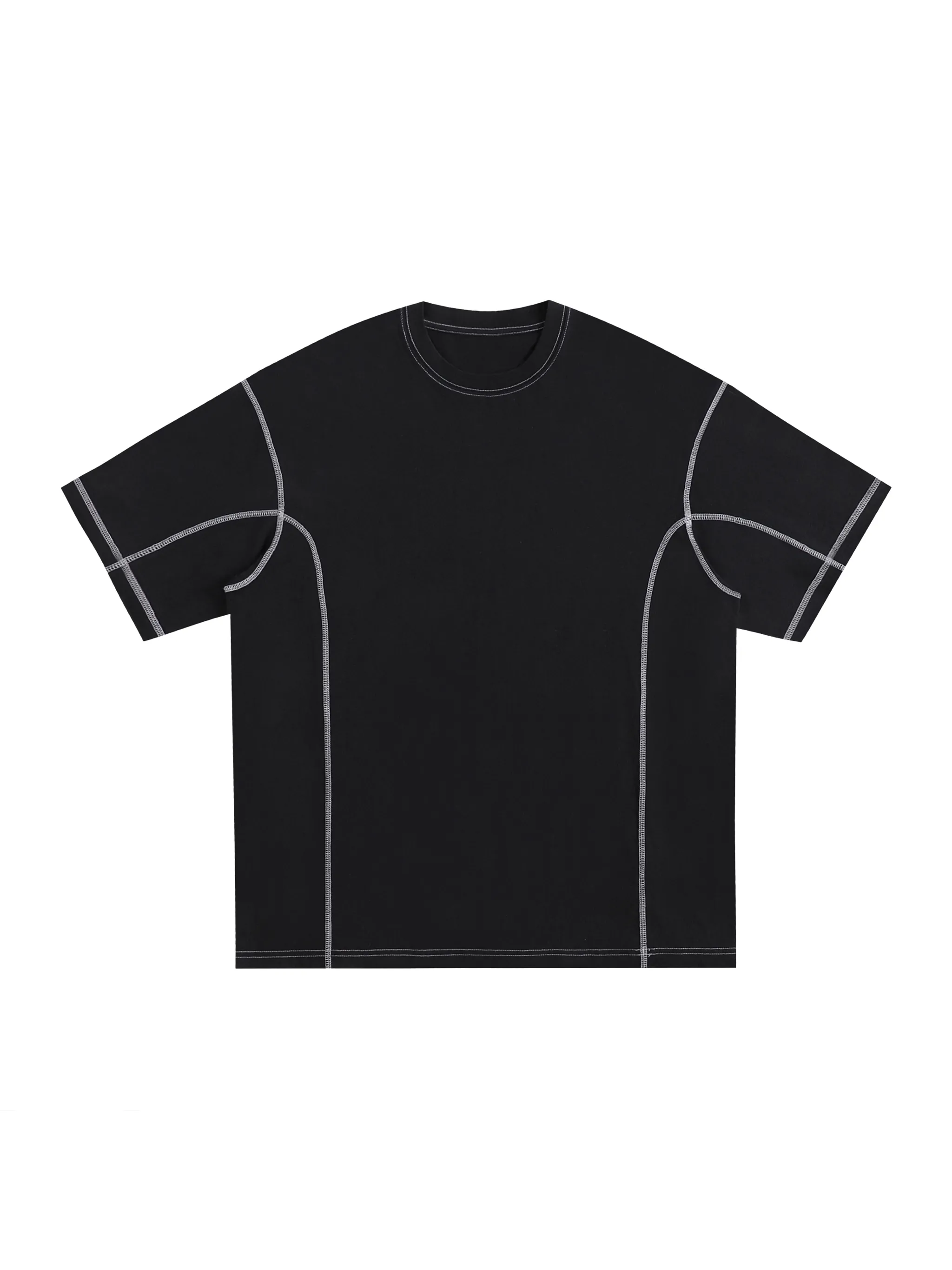 Streetwear Contrast-Stitched Cotton T-Shirt - Main Image