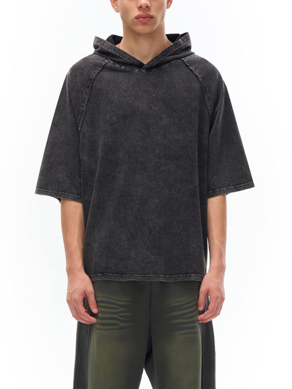 Snow Washed Hooded Boxy T-Shirt