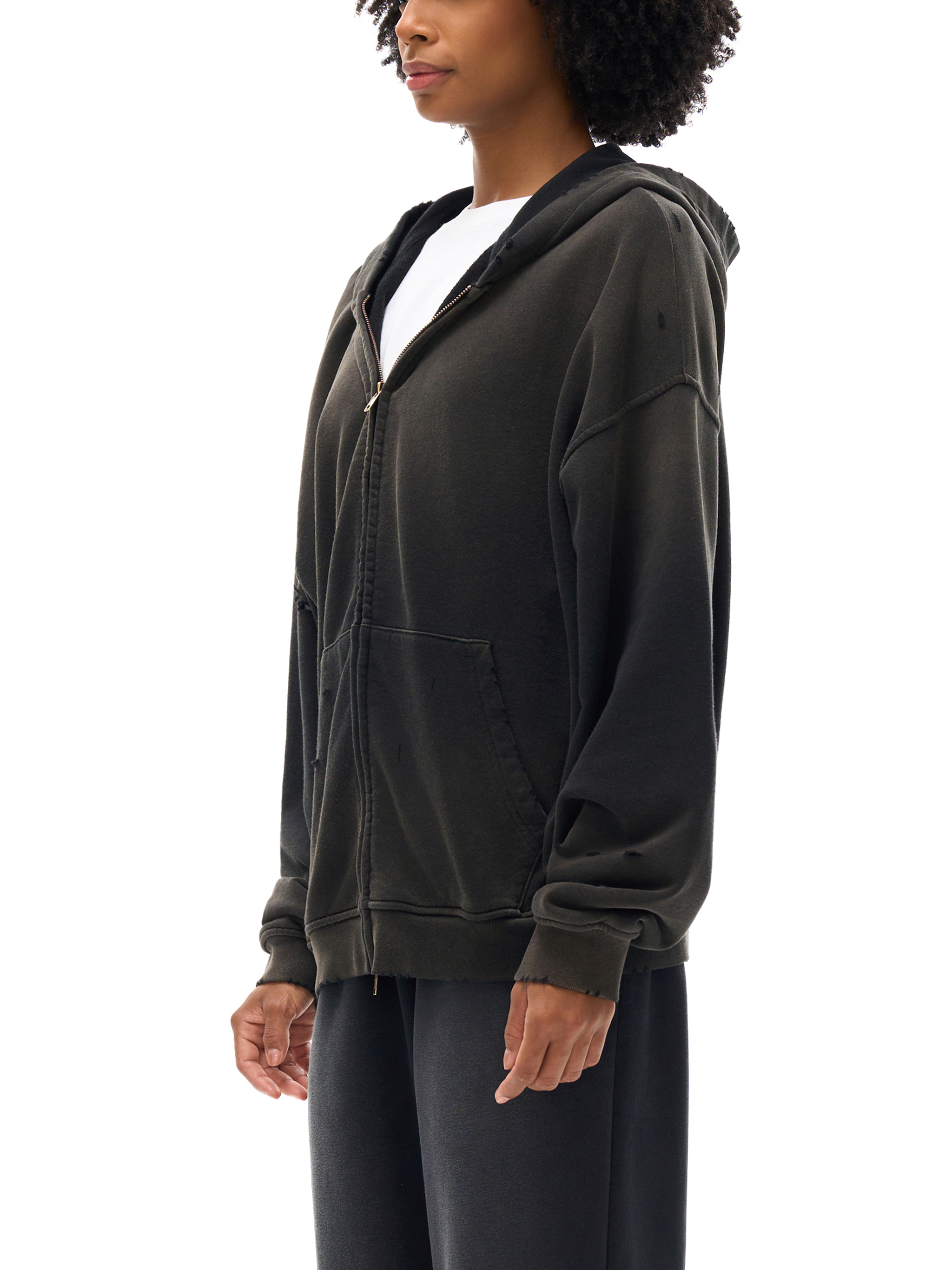 Hand-Frayed Sunfade Zip Hoodie – Vintage Streetwear | Tapstitch