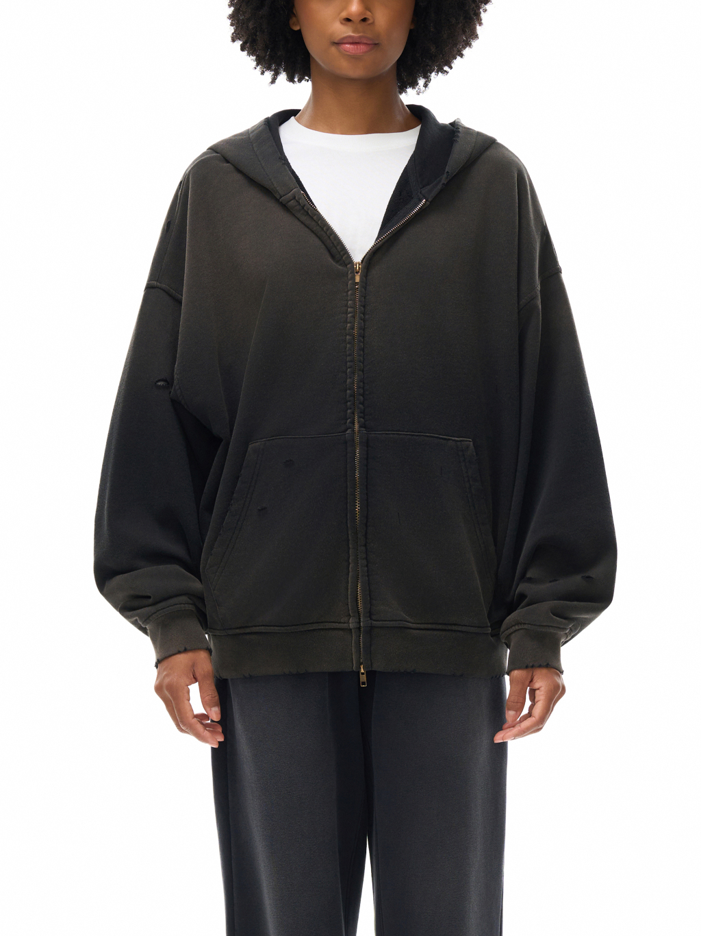 Hand-Frayed Sunfade Zip Hoodie – Vintage Streetwear | Tapstitch-8