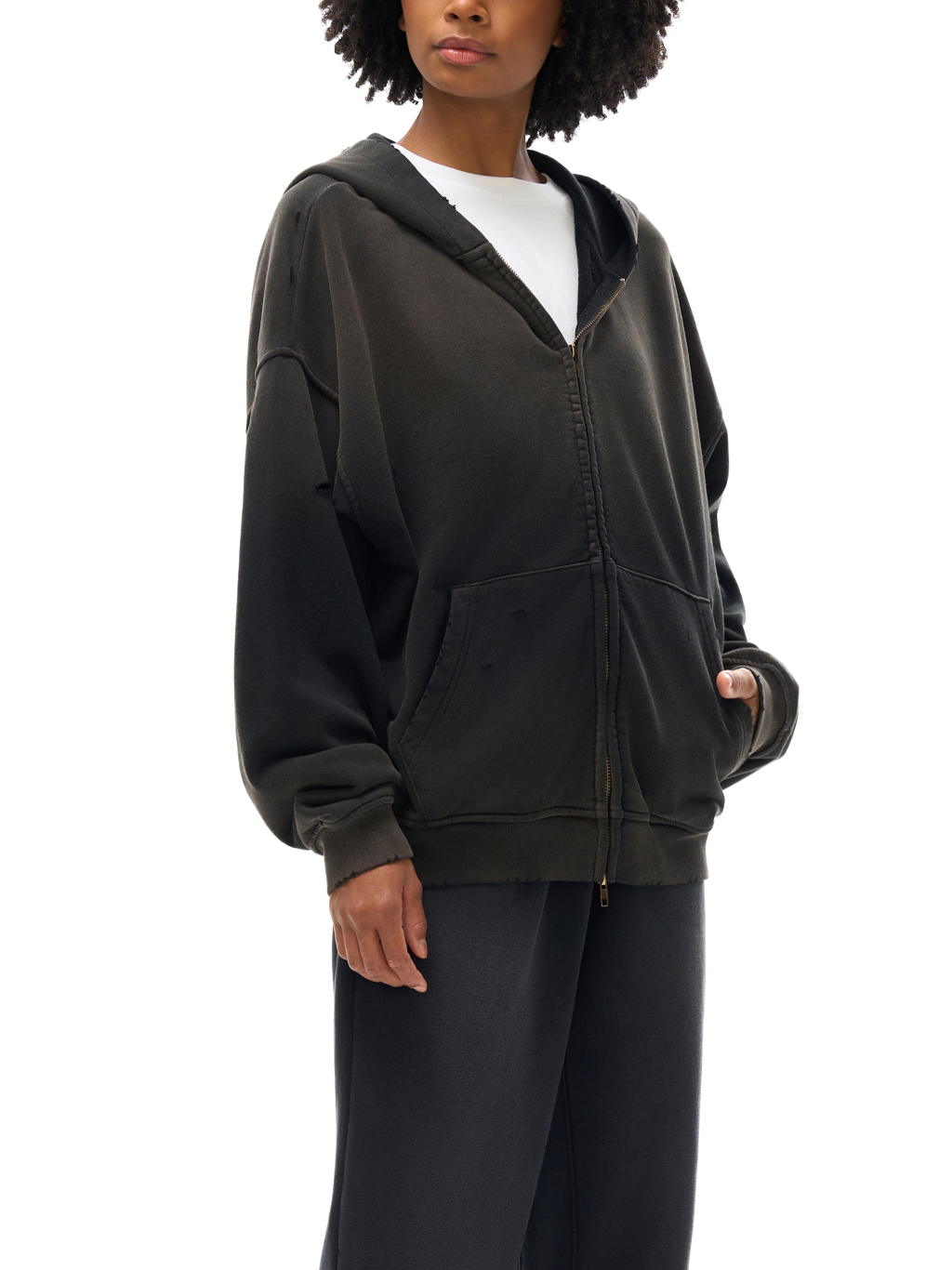 Hand-Frayed Sunfade Zip Hoodie – Vintage Streetwear | Tapstitch-11
