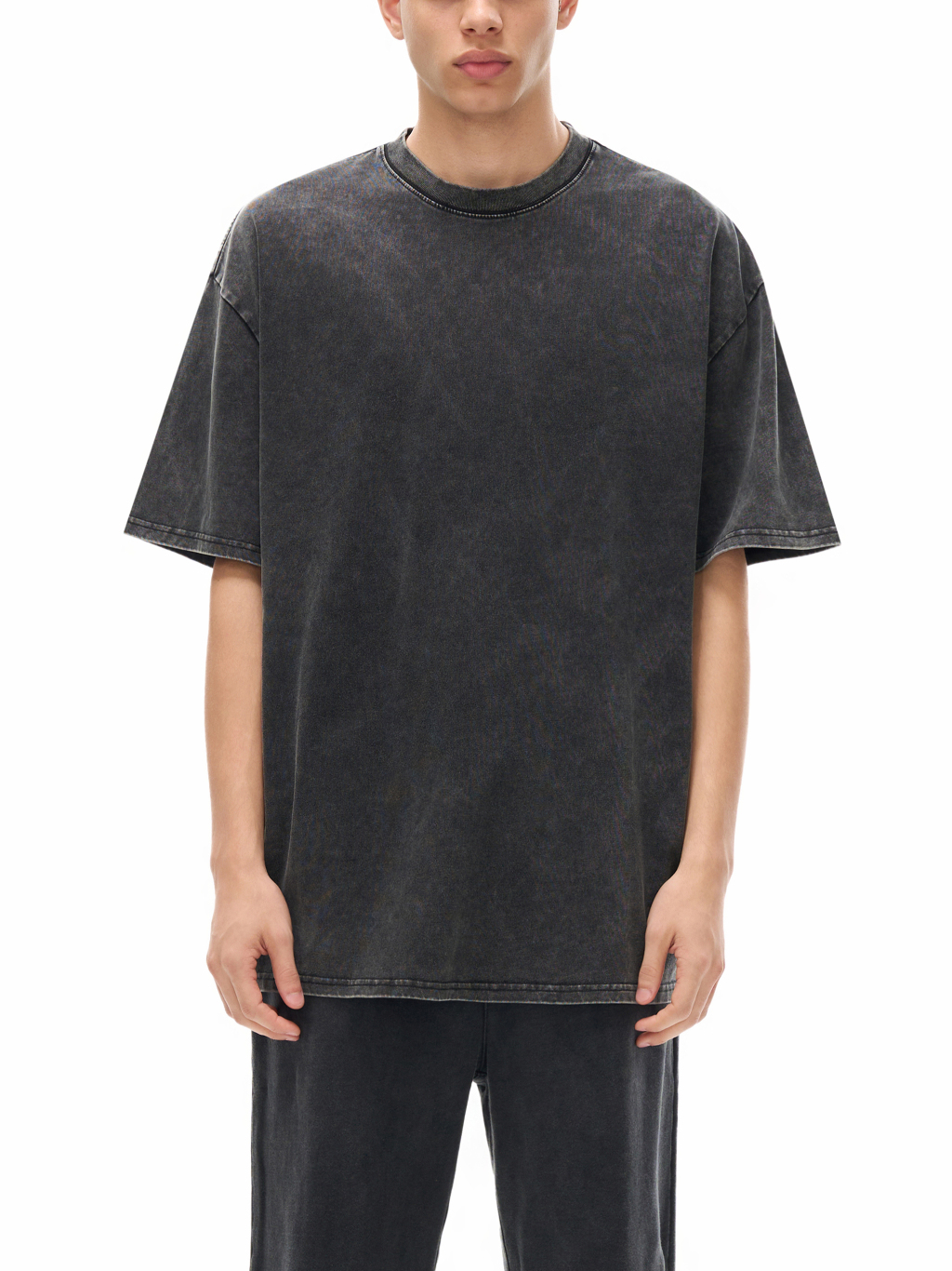 Streetwear American Vintage Waxed Dyed Washed Heavyweight 100% Cotton T-Shirt | HugePOD-3