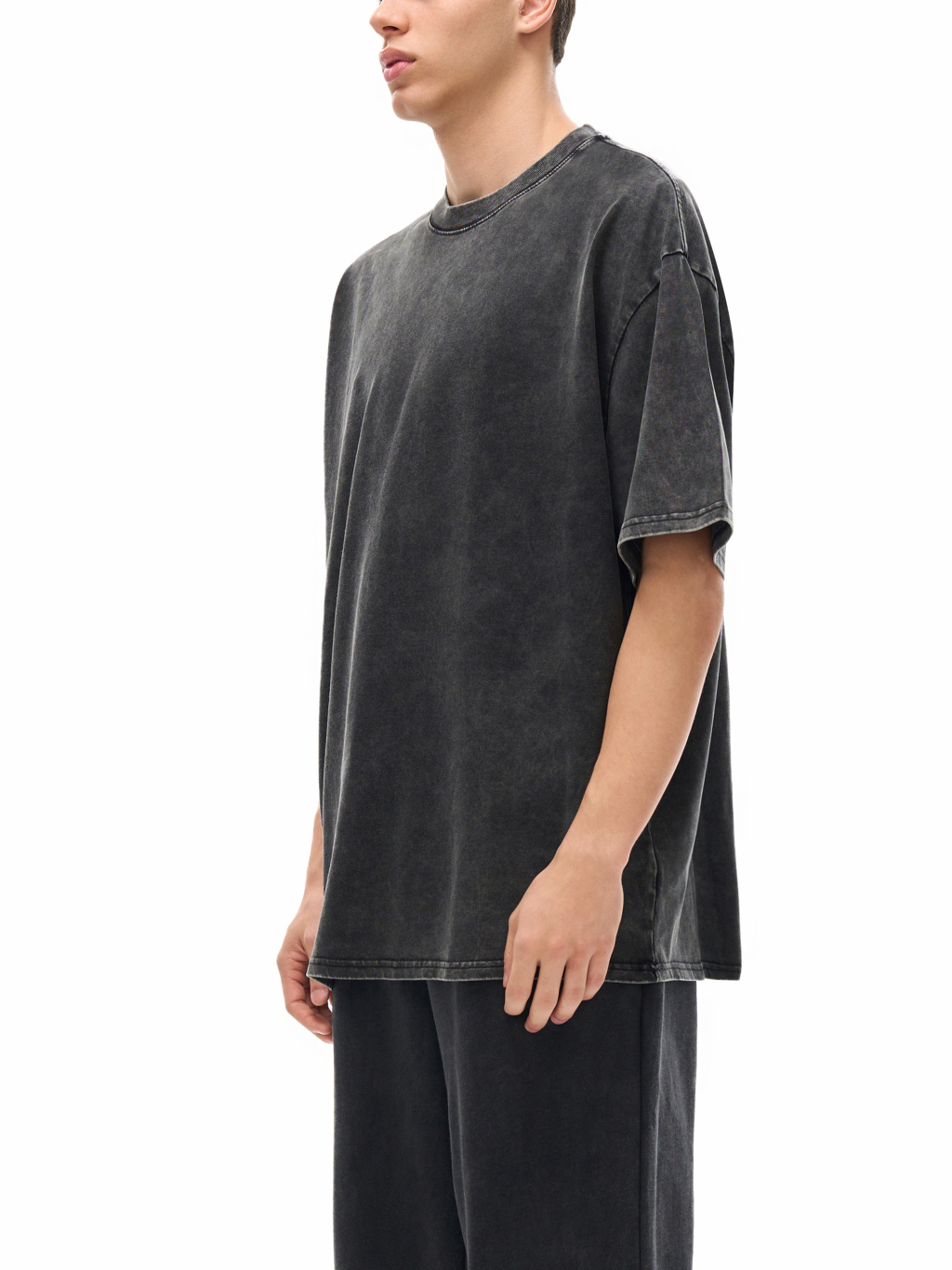 Streetwear American Vintage Waxed Dyed Washed Heavyweight 100% Cotton T-Shirt | HugePOD-4