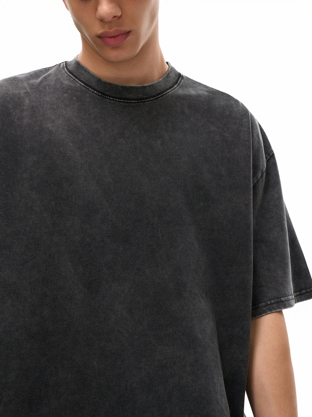 Streetwear American Vintage Waxed Dyed Washed Heavyweight 100% Cotton T-Shirt | HugePOD-7