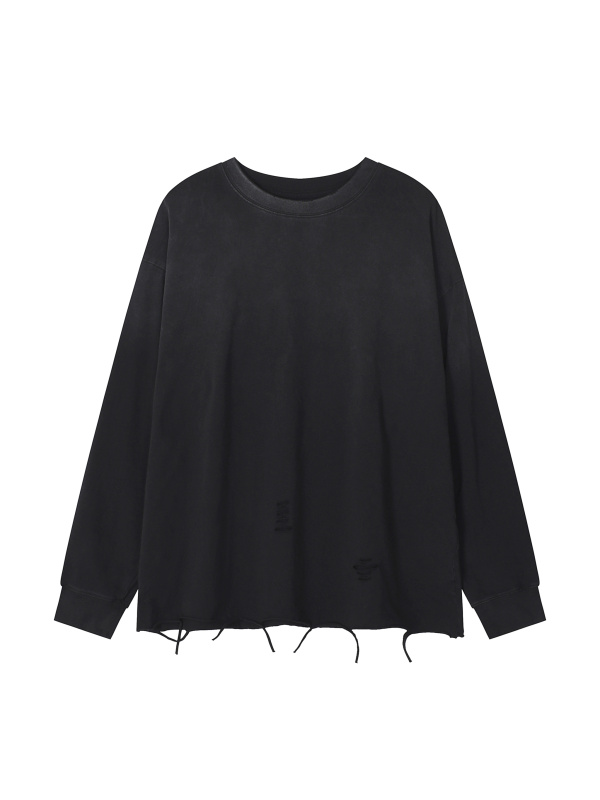 Snow Wash Raw Edge Cotton T-Shirt #RT0036 | TAPSTITCH