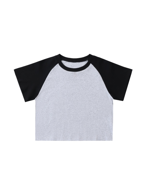 Color-Blocked Raglan Sleeve Crop Top #WT0006 | TAPSTITCH
