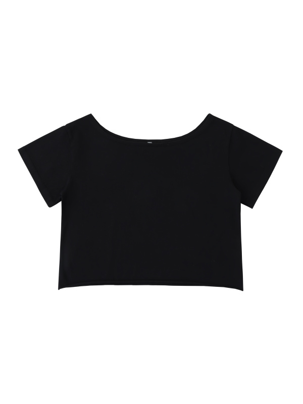 Off-Shoulder Rolled Hem Cotton T-Shirt #AWT002 | TAPSTITCH