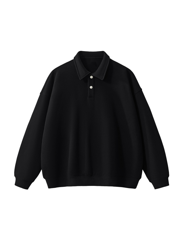 Rib-Trimmed Polo Collar Sweatshirt #RW0005 | TAPSTITCH