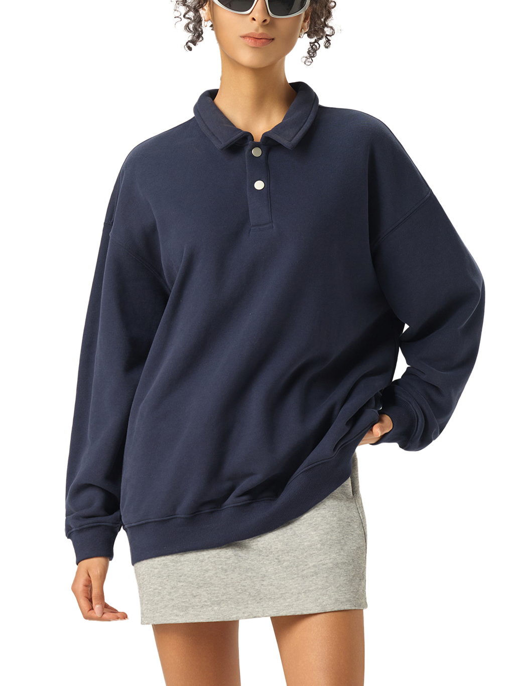 Heavyweight Polo-Collar Sweatshirt #RW0005 | TAPSTITCH-11