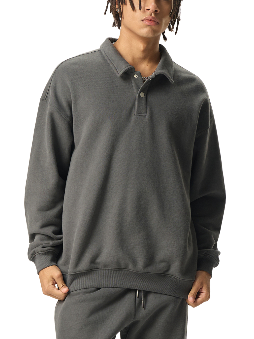 Heavyweight Polo-Collar Sweatshirt #RW0005 | TAPSTITCH-14