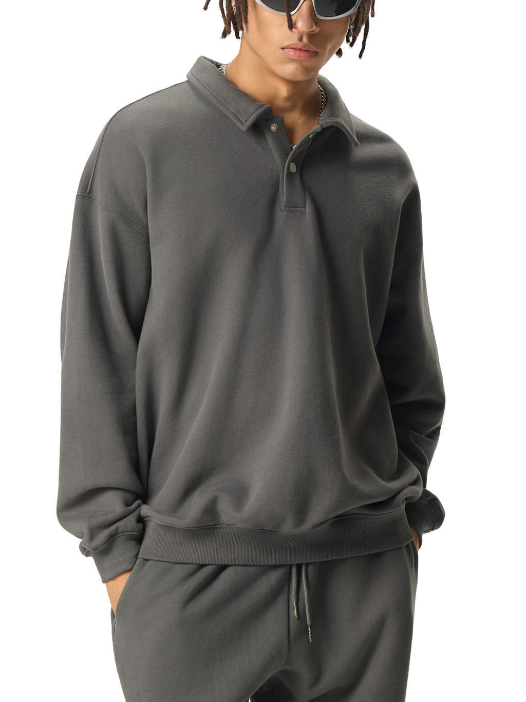 Heavyweight Polo-Collar Sweatshirt #RW0005 | TAPSTITCH-15