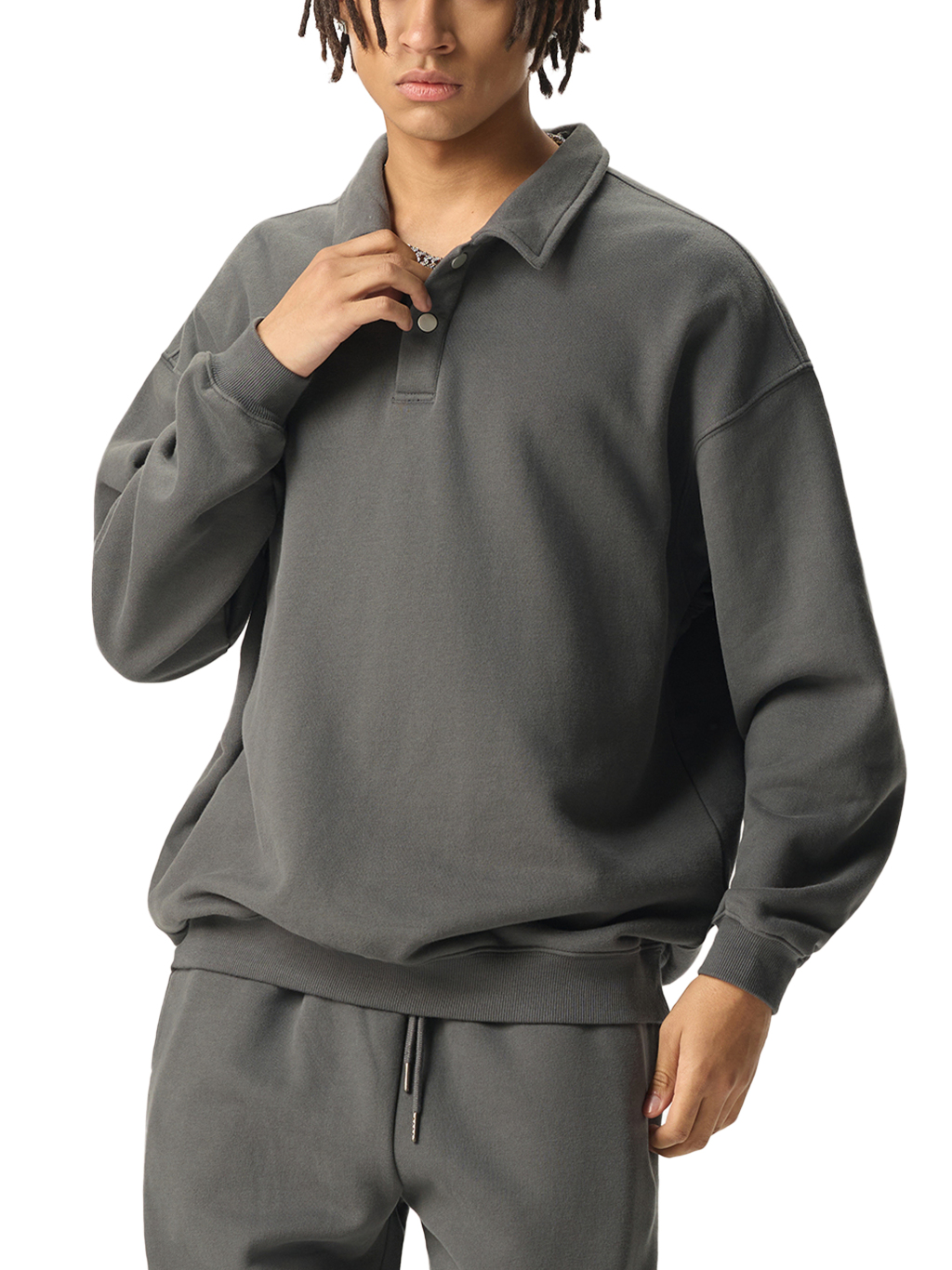 Heavyweight Polo-Collar Sweatshirt #RW0005 | TAPSTITCH-16