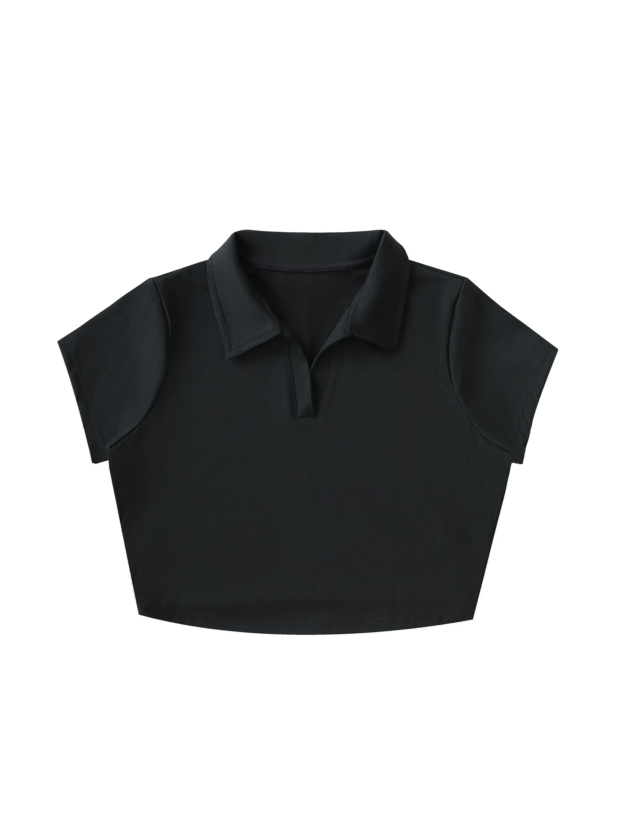V-Neck Lapel Crop Top - Main Image