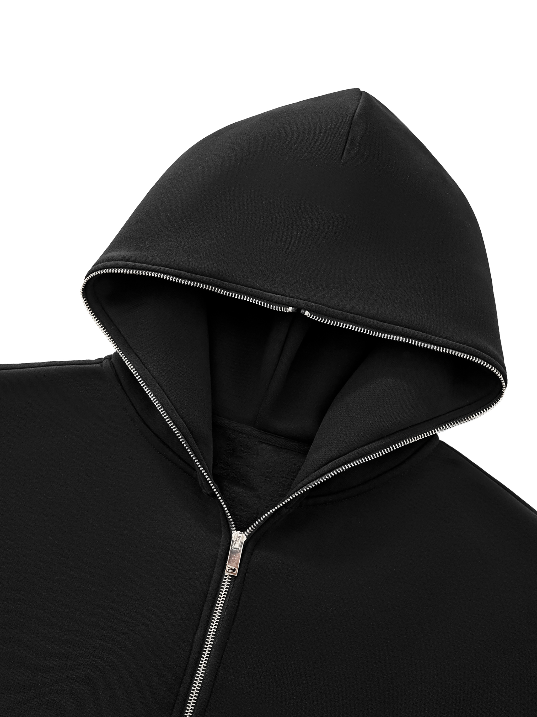 Fleeced Full-Zip Boxy Hoodie #RQ0008 | TAPSTITCH