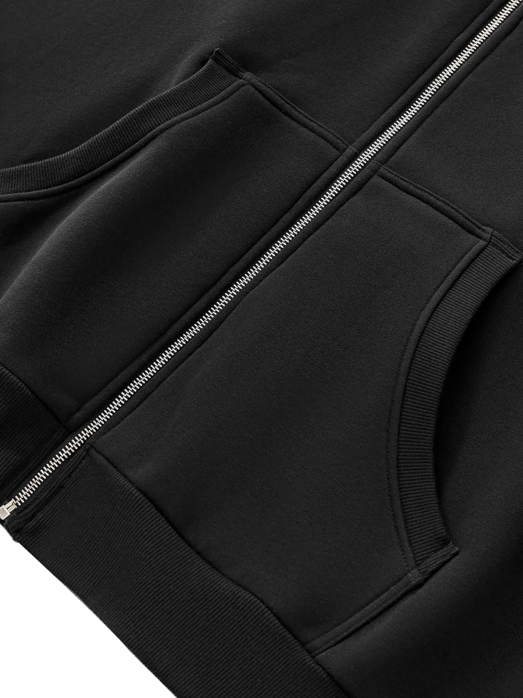 Fleeced Full-Zip Boxy Hoodie #RQ0008 | TAPSTITCH-10