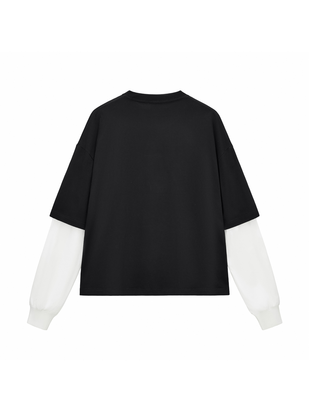 Layered Contrast Sleeve Cotton T-Shirtt #RT0051 | TAPSTITCH-2