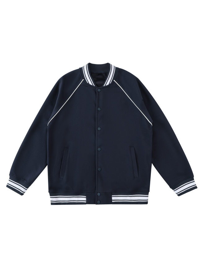 Contrast Trim Raglan Varsity Jacket