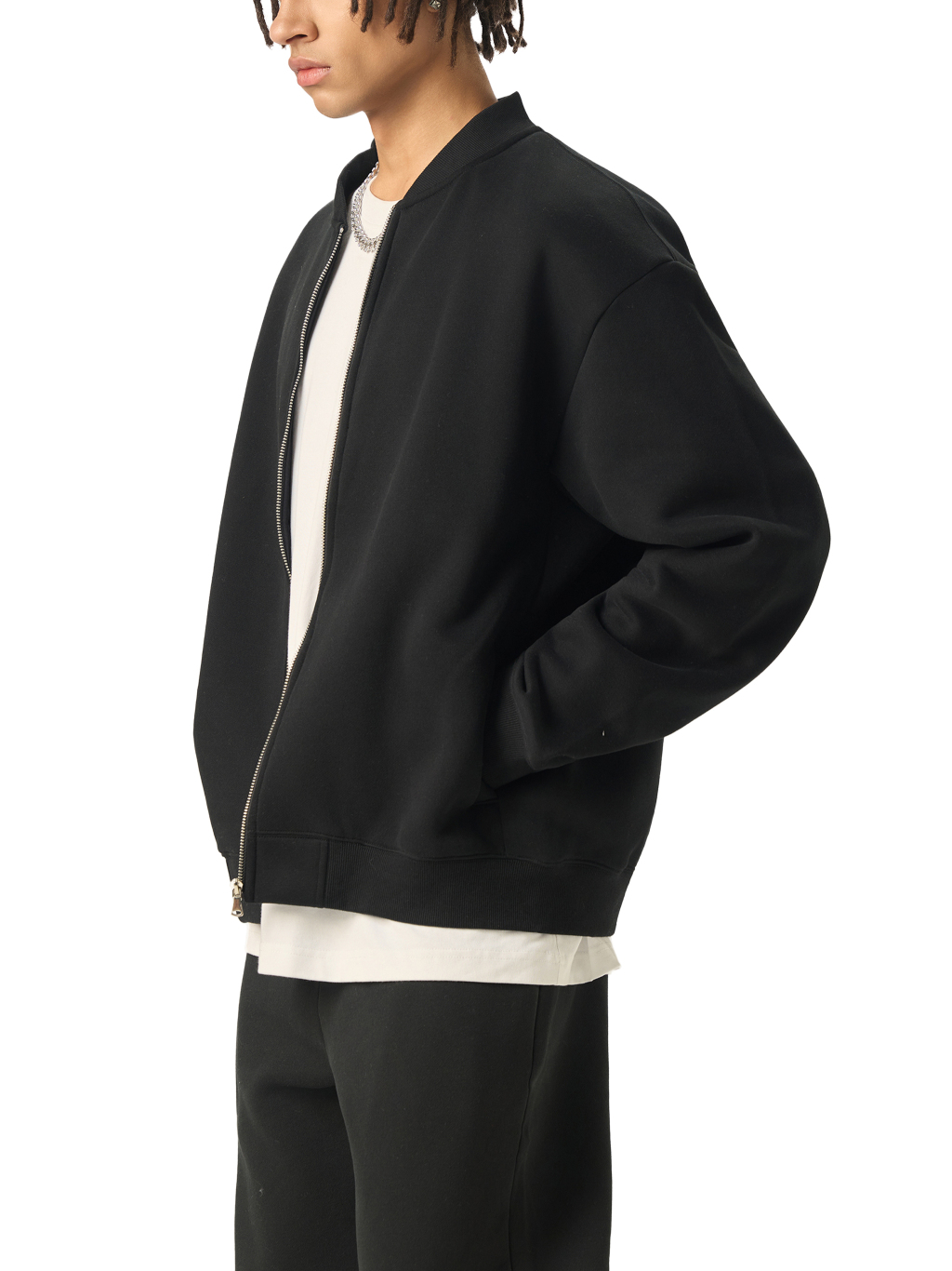 Essential Zip-Up Fleeced Varsity Jacket #RQ0007 | TAPSTITCH-5