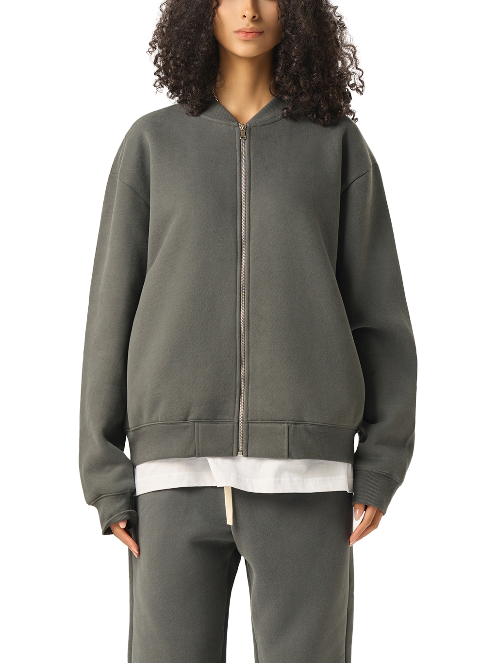Essential Zip-Up Fleeced Varsity Jacket #RQ0007 | TAPSTITCH-8