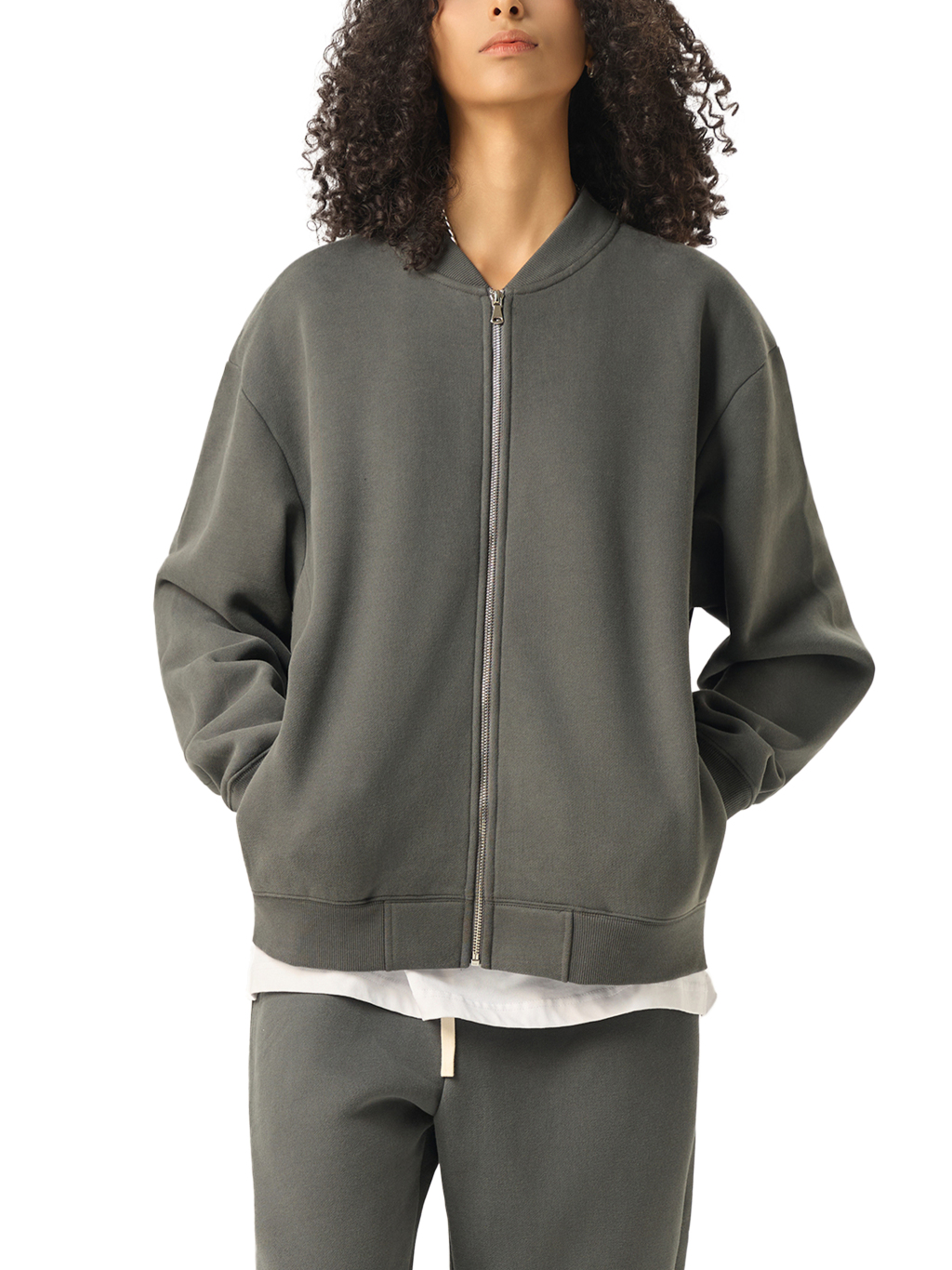 Essential Zip-Up Fleeced Varsity Jacket #RQ0007 | TAPSTITCH-9
