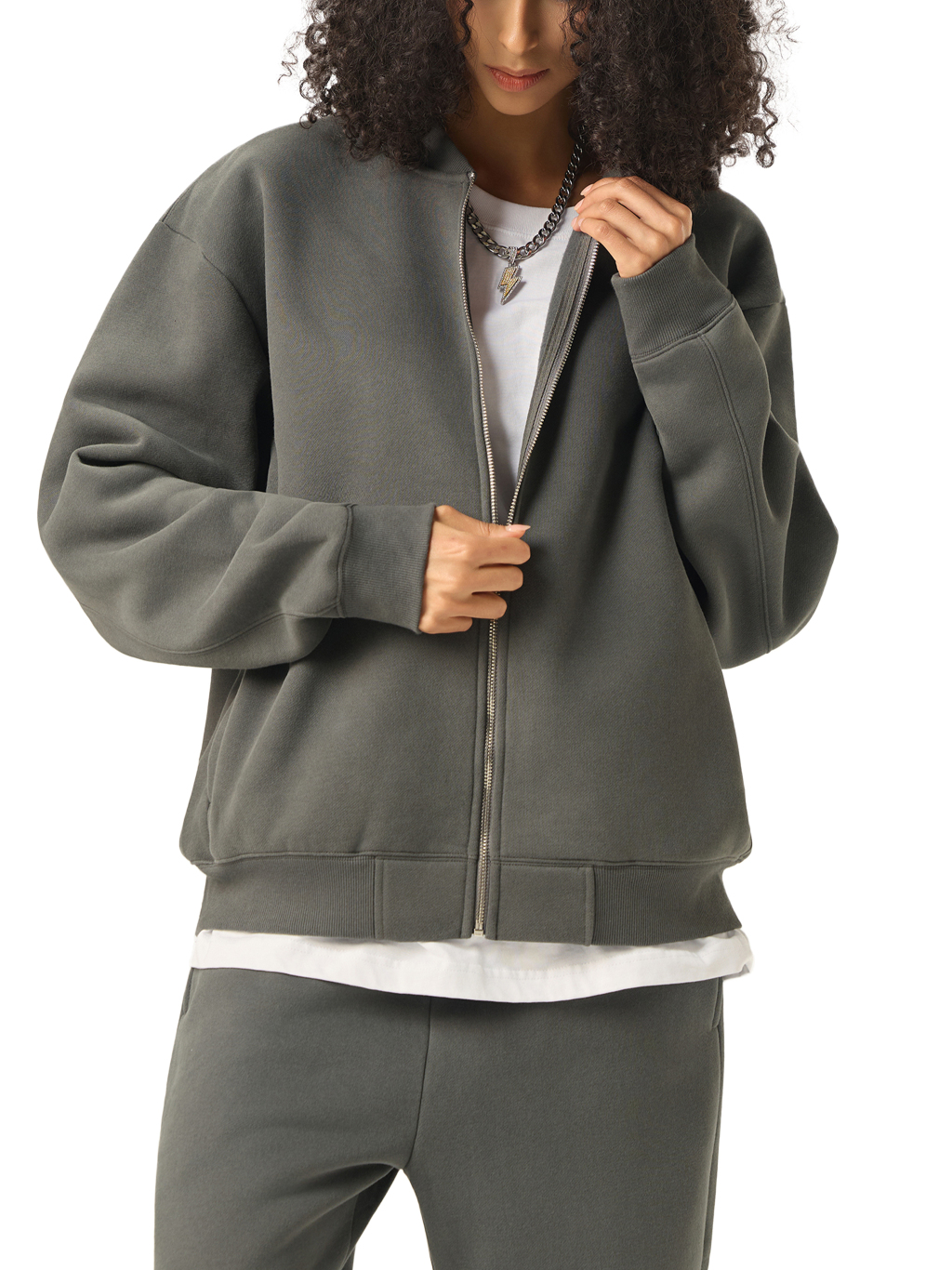 Essential Zip-Up Fleeced Varsity Jacket #RQ0007 | TAPSTITCH-10