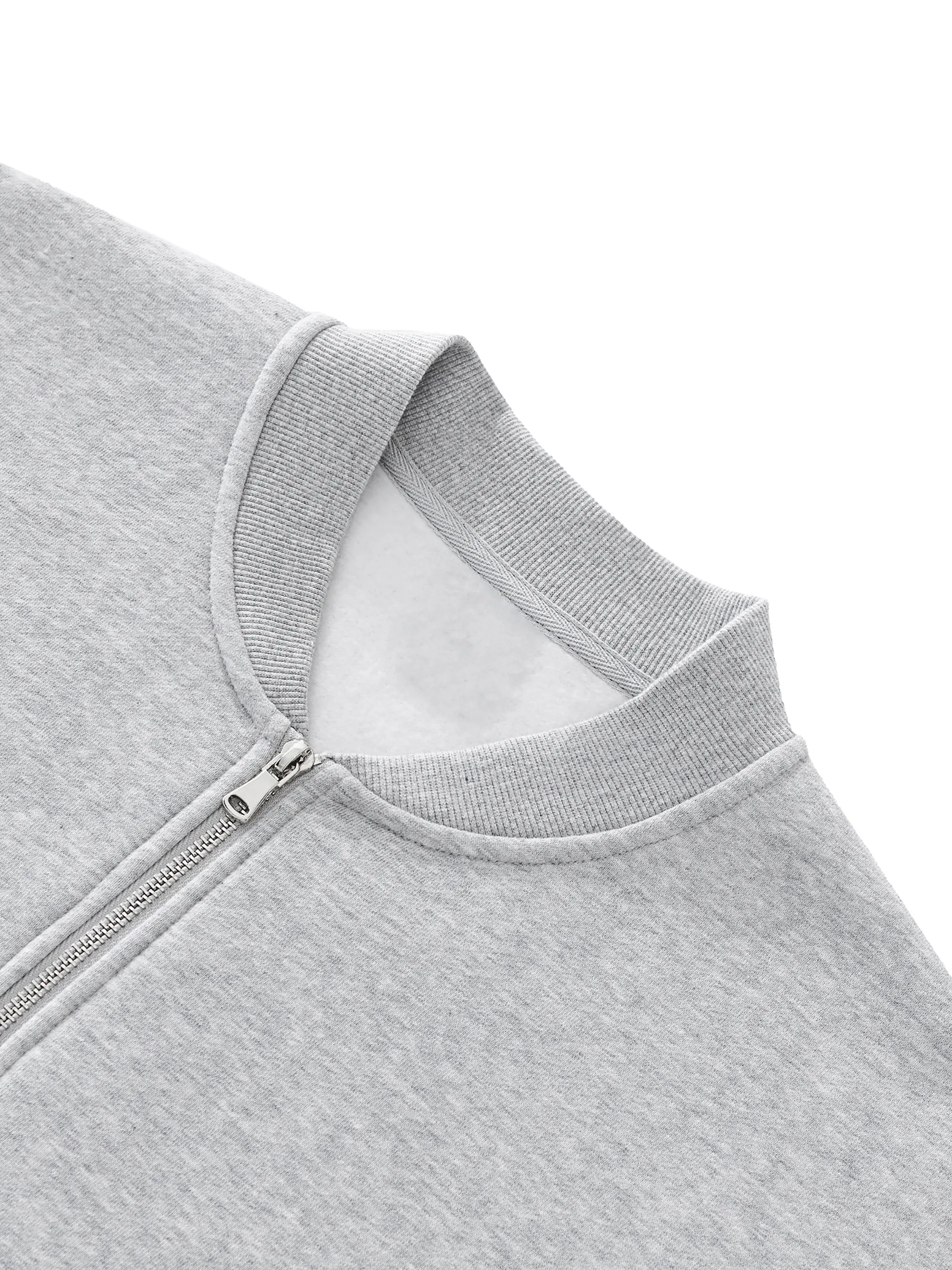 Essential Zip-Up Fleeced Varsity Jacket