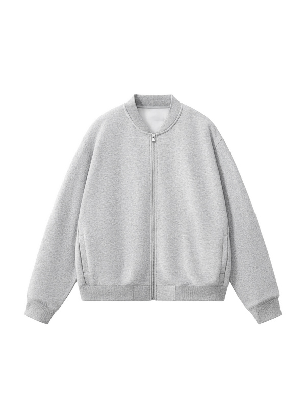 Essential Zip-Up Fleeced Varsity Jacket #RQ0007 | TAPSTITCH