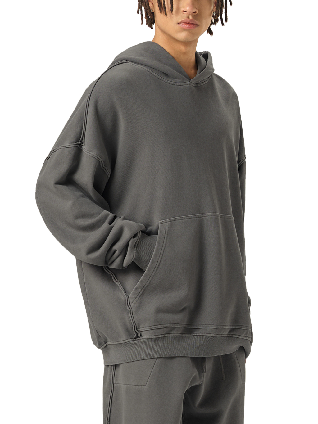 Raw-Seam Enzyme Washed Hoodie #RW0011 | TAPSTITCH-6