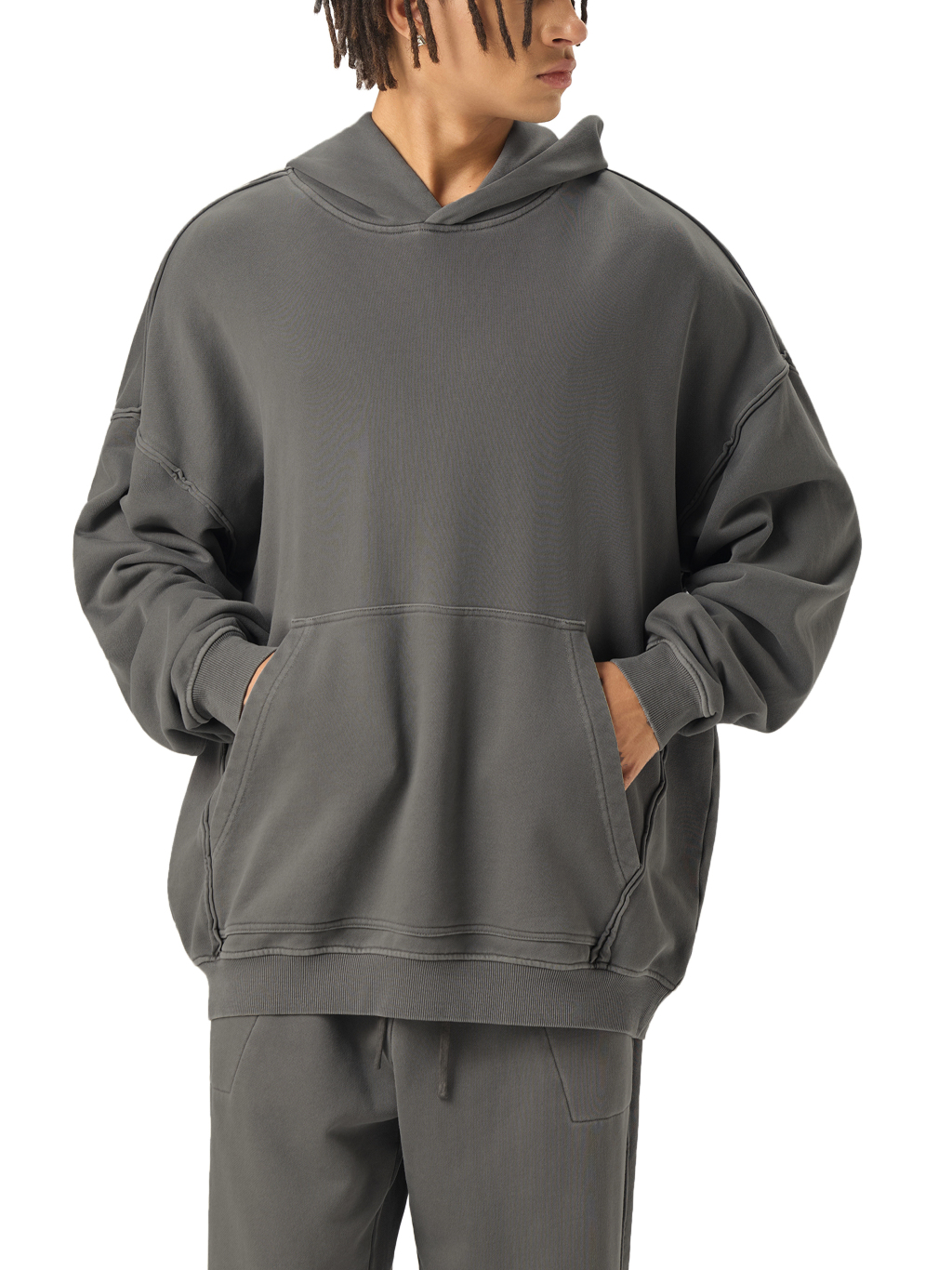 Raw-Seam Enzyme Washed Hoodie #RW0011 | TAPSTITCH-5