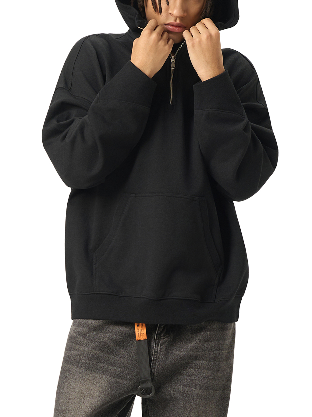 Big Hood Half-Zip Fleece Hoodie #RW0012 | TAPSTITCH-7