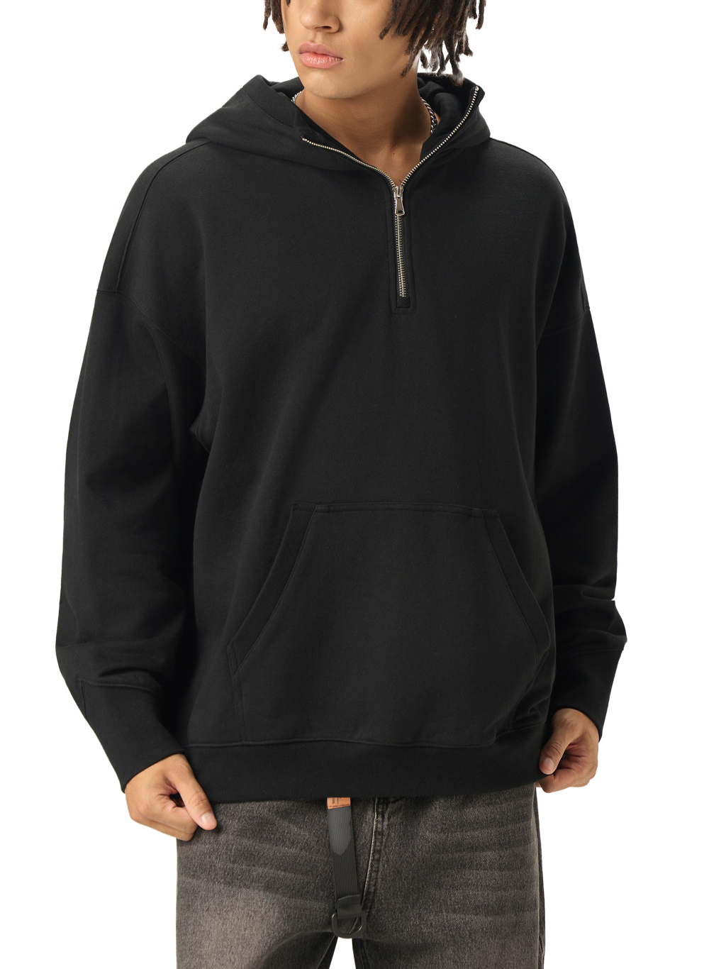 Big Hood Half-Zip Fleece Hoodie #RW0012 | TAPSTITCH-4