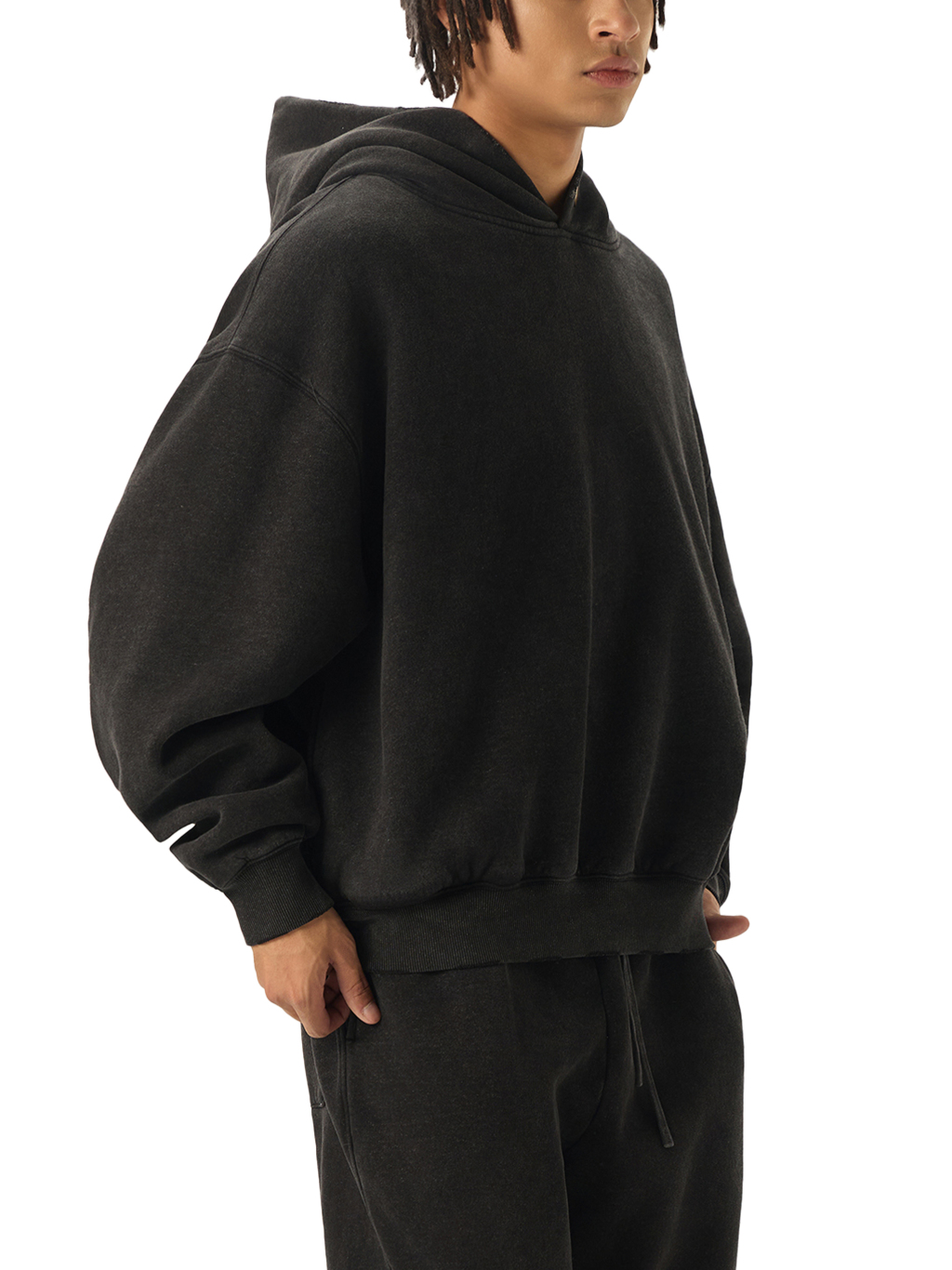 Frayed Enzyme Washed Fleece Hoodie #RW0008 | TAPSTITCH-6