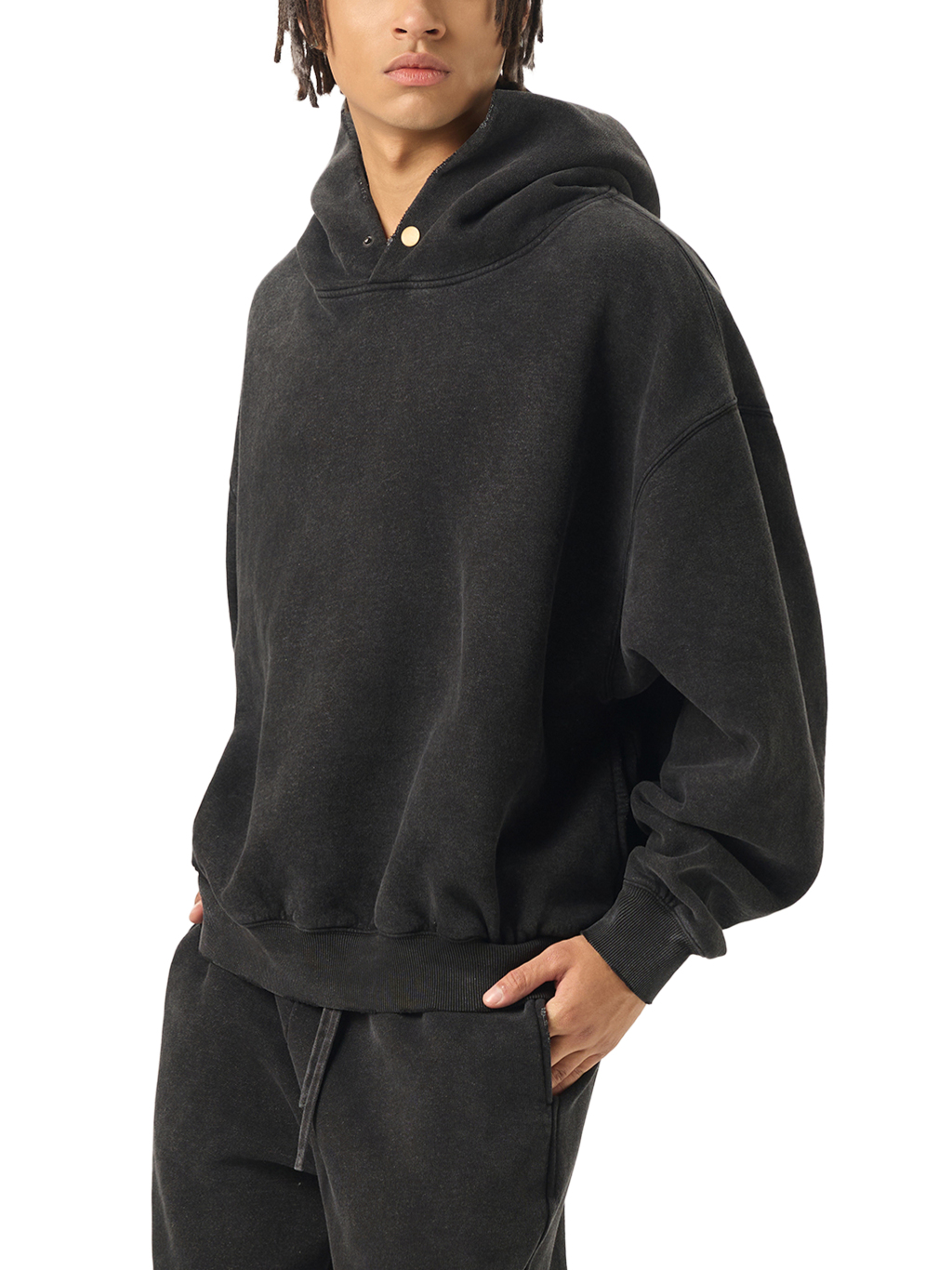 Frayed Enzyme Washed Fleece Hoodie #RW0008 | TAPSTITCH-7