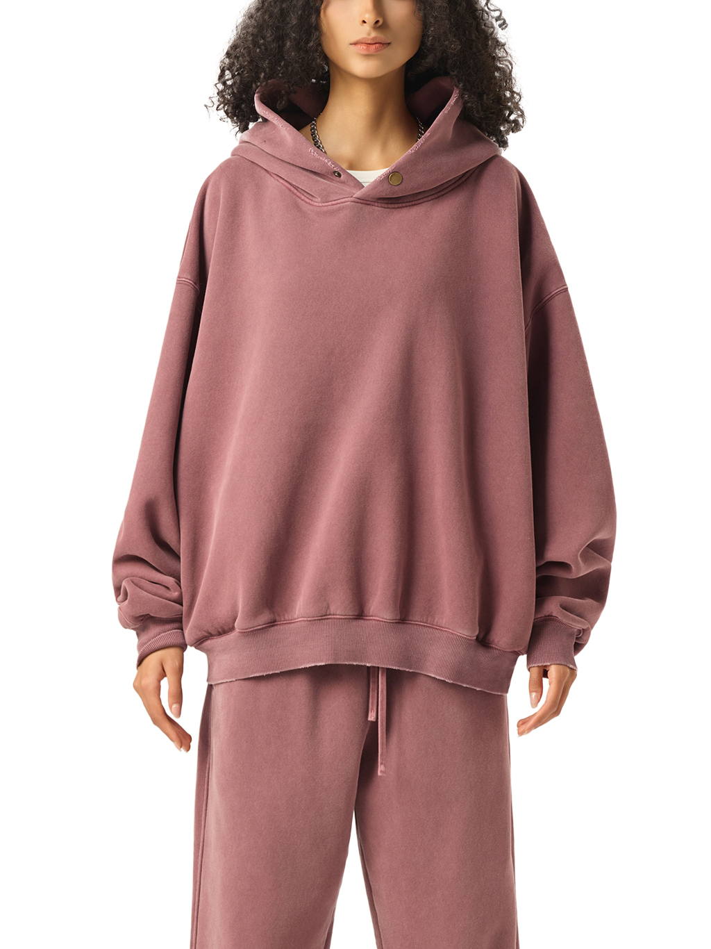 Frayed Enzyme Washed Fleece Hoodie #RW0008 | TAPSTITCH-8