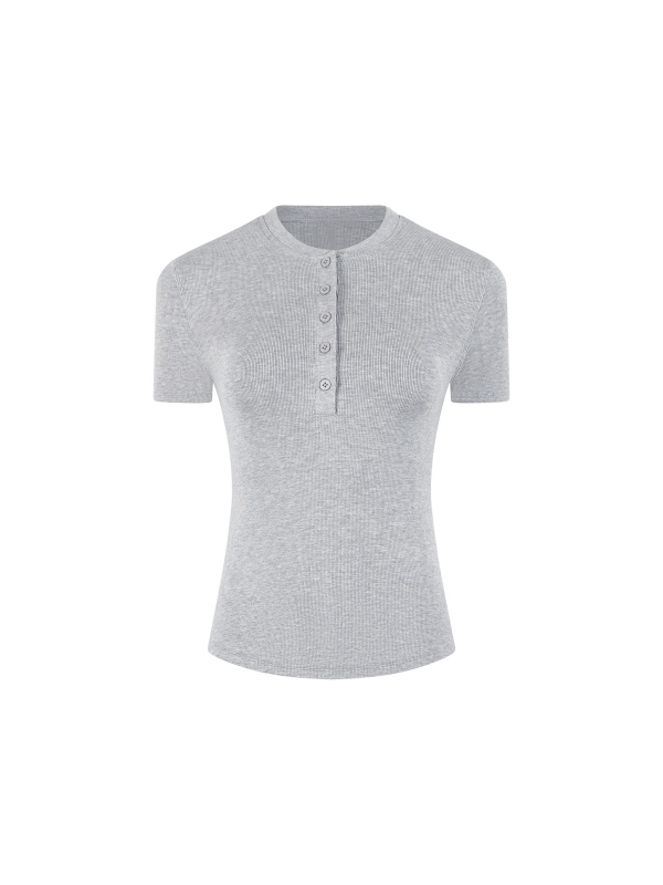 Modal Bodycon Henley Shirt #WT0012 | TAPSTITCH