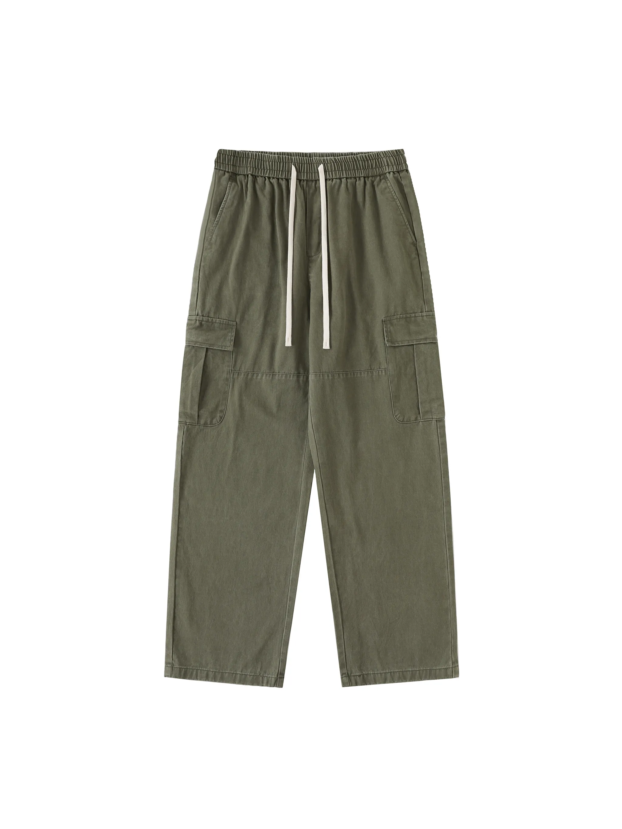 Drawstring Waist Straight-Leg Cargo Pants - Main Image