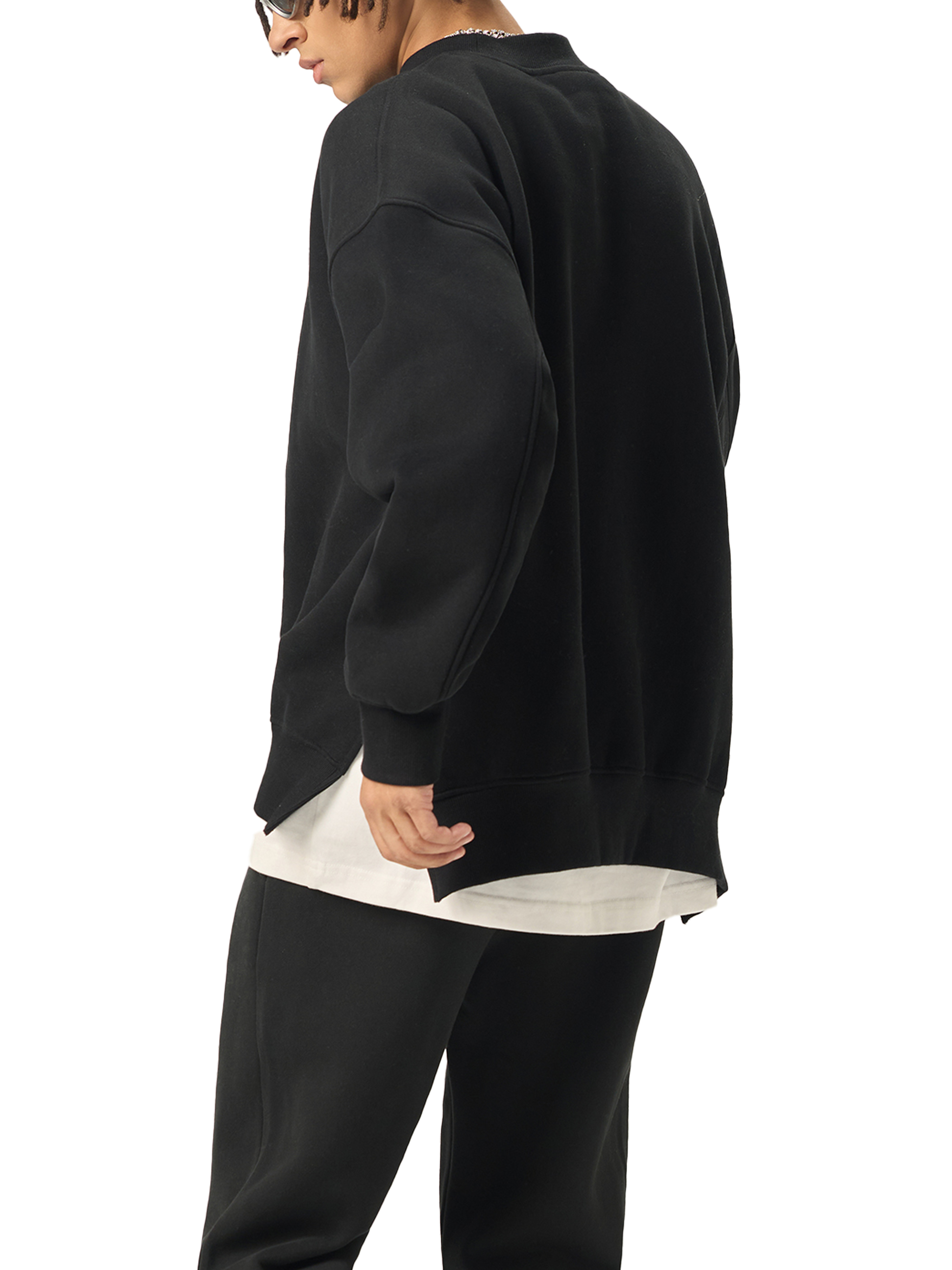 Fleece Side Slit Crewneck Sweatshirt #RW0022 | TAPSTITCH