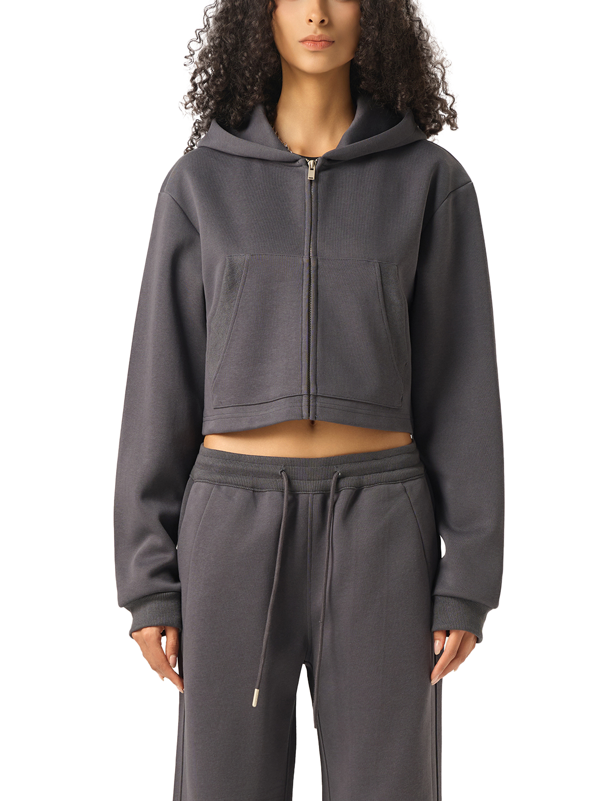 Essential Cropped Zip-Up Hoodie #WQ0002 | TAPSTITCH
