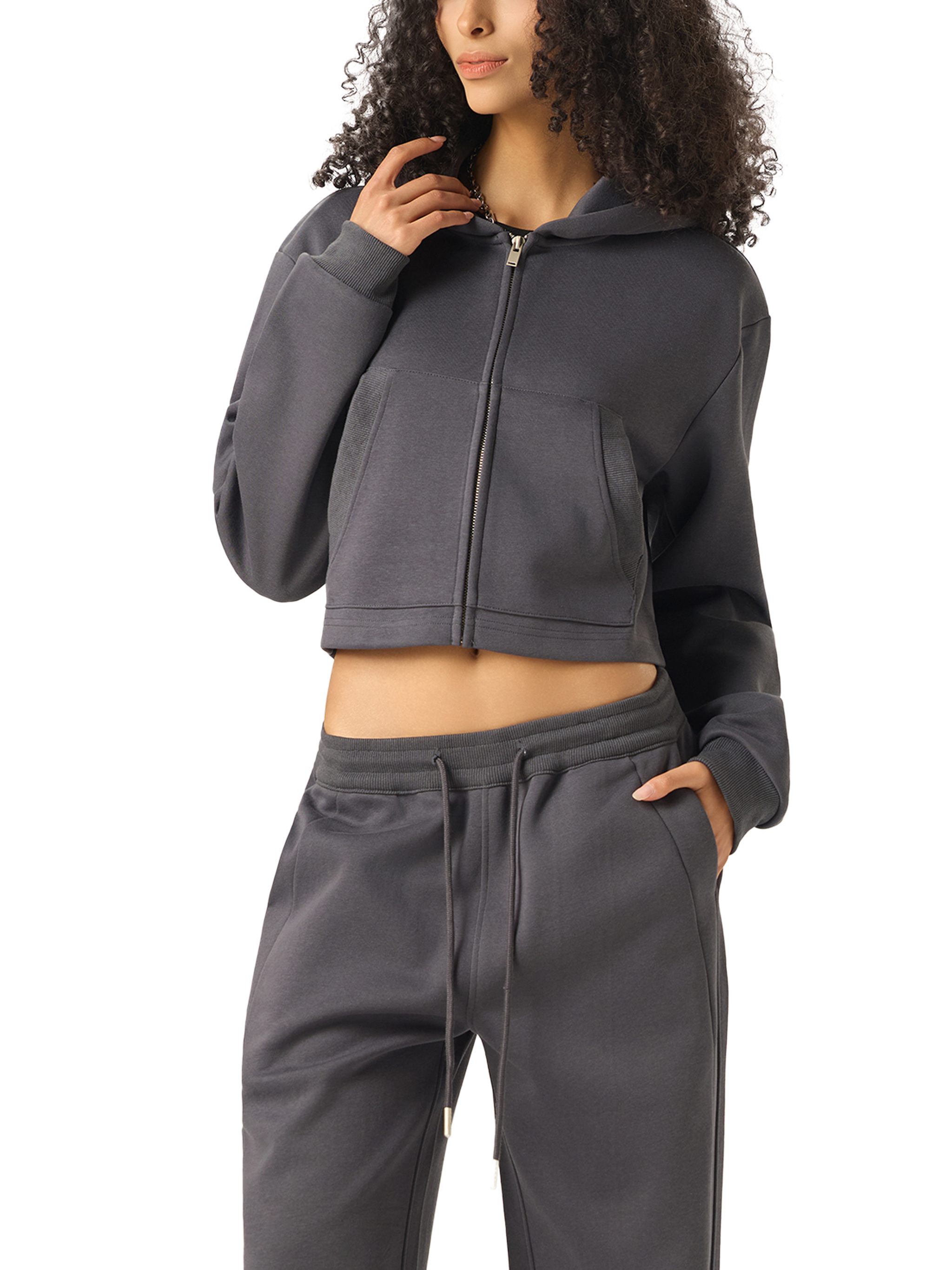 Essential Cropped Zip-Up Hoodie #WQ0002 | TAPSTITCH