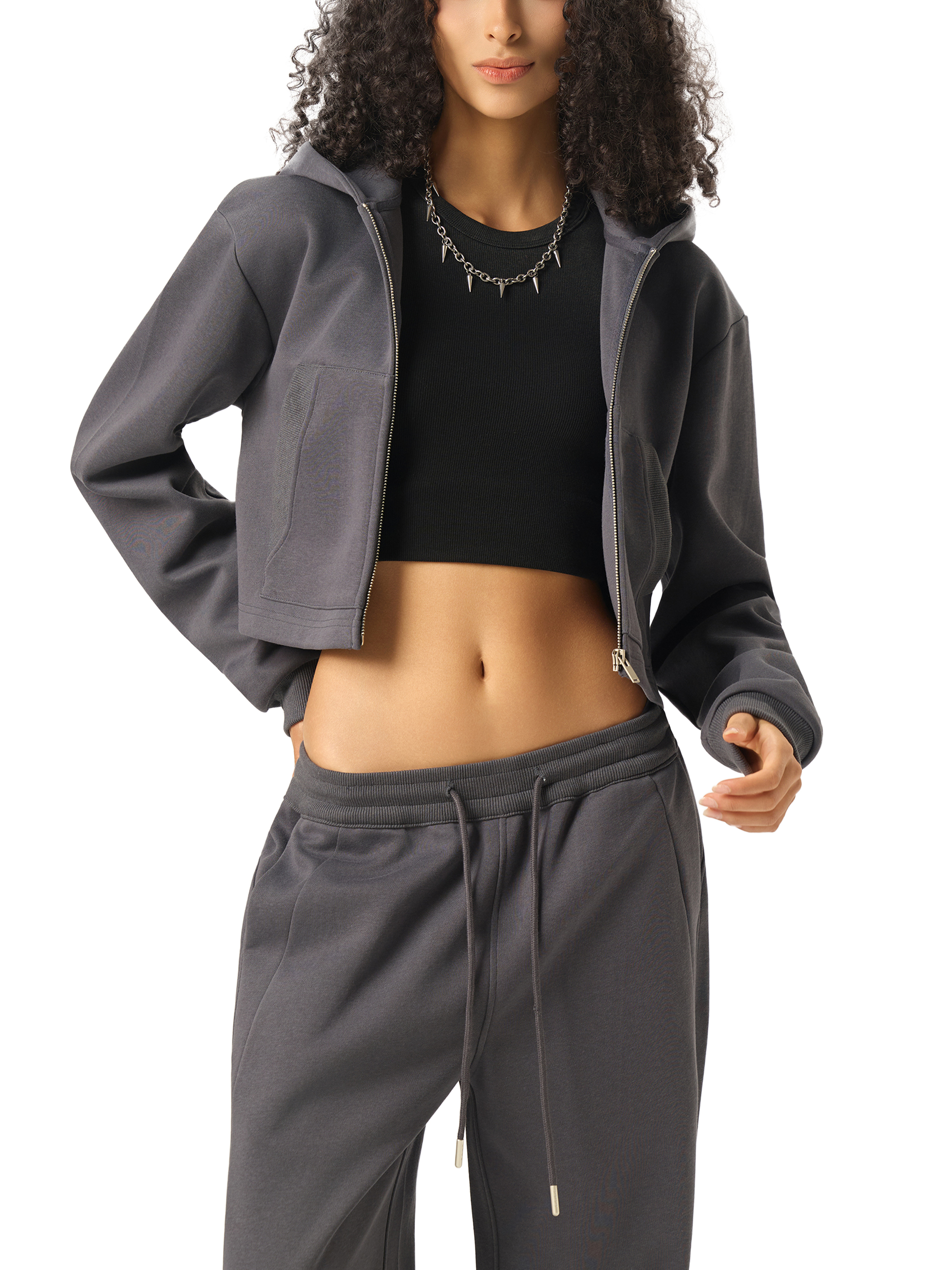 Essential Cropped Zip-Up Hoodie #WQ0002 | TAPSTITCH