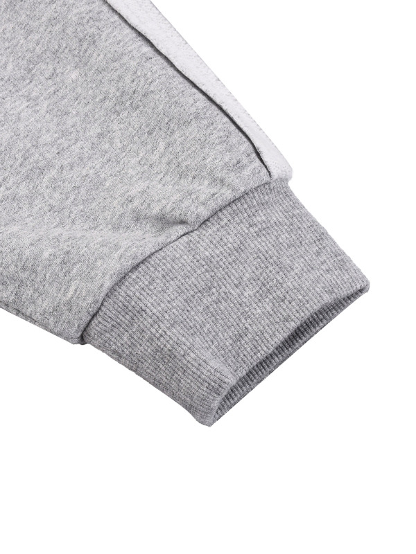 Contrast Tape Raw Edge Double Layered Zip Hoodie