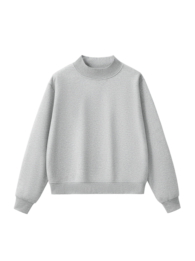  Essential Fleece Mock-Neck Crew Sweatshirt