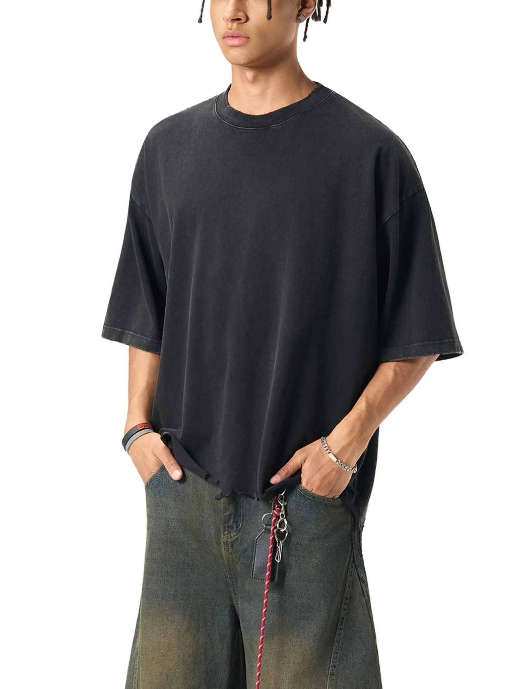Snow Wash Raw-Hem Boxy T-shirt #RT0058 | TAPSTITCH