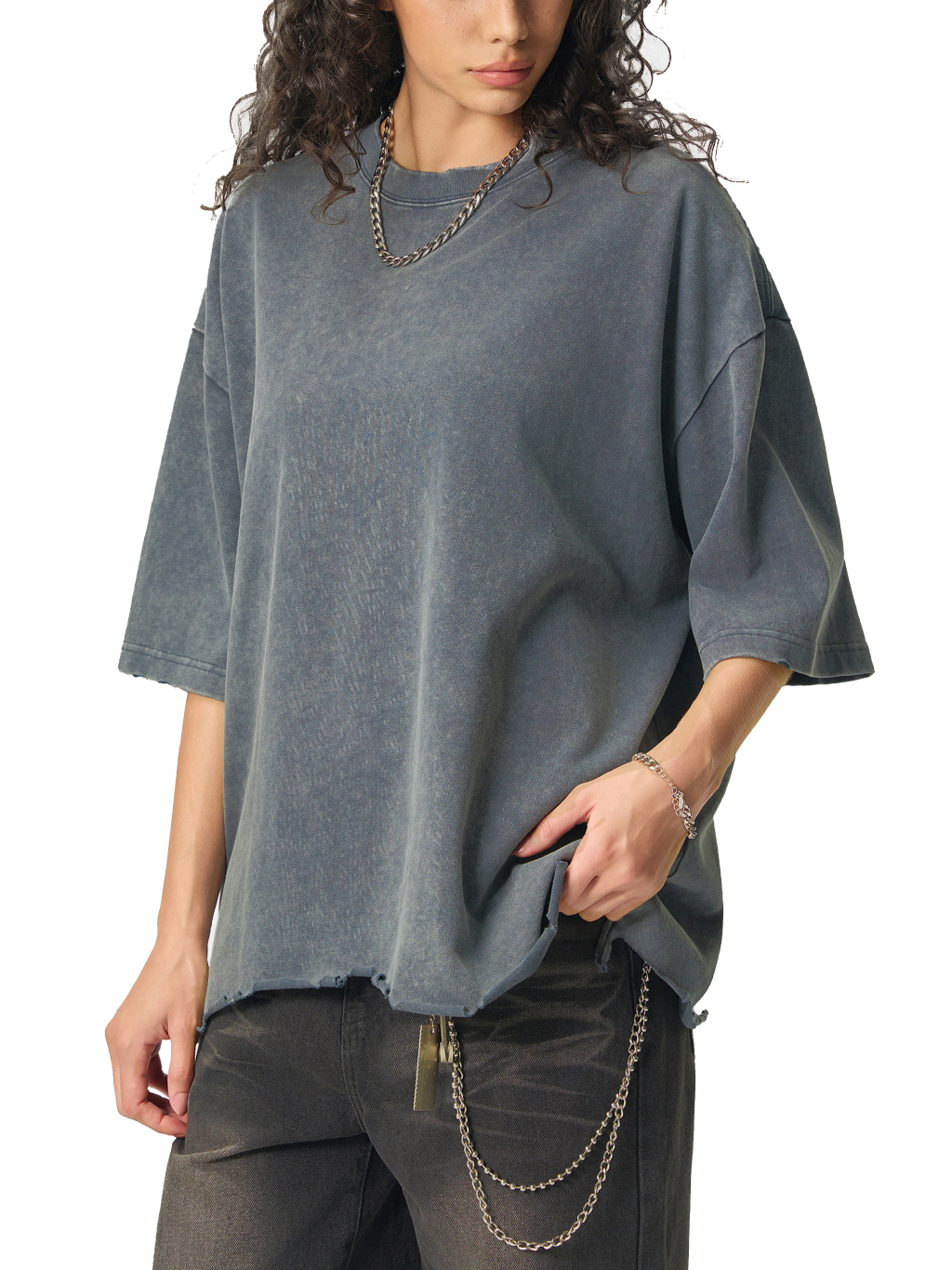 Snow Wash Raw-Hem Boxy T-shirt #RT0058 | TAPSTITCH