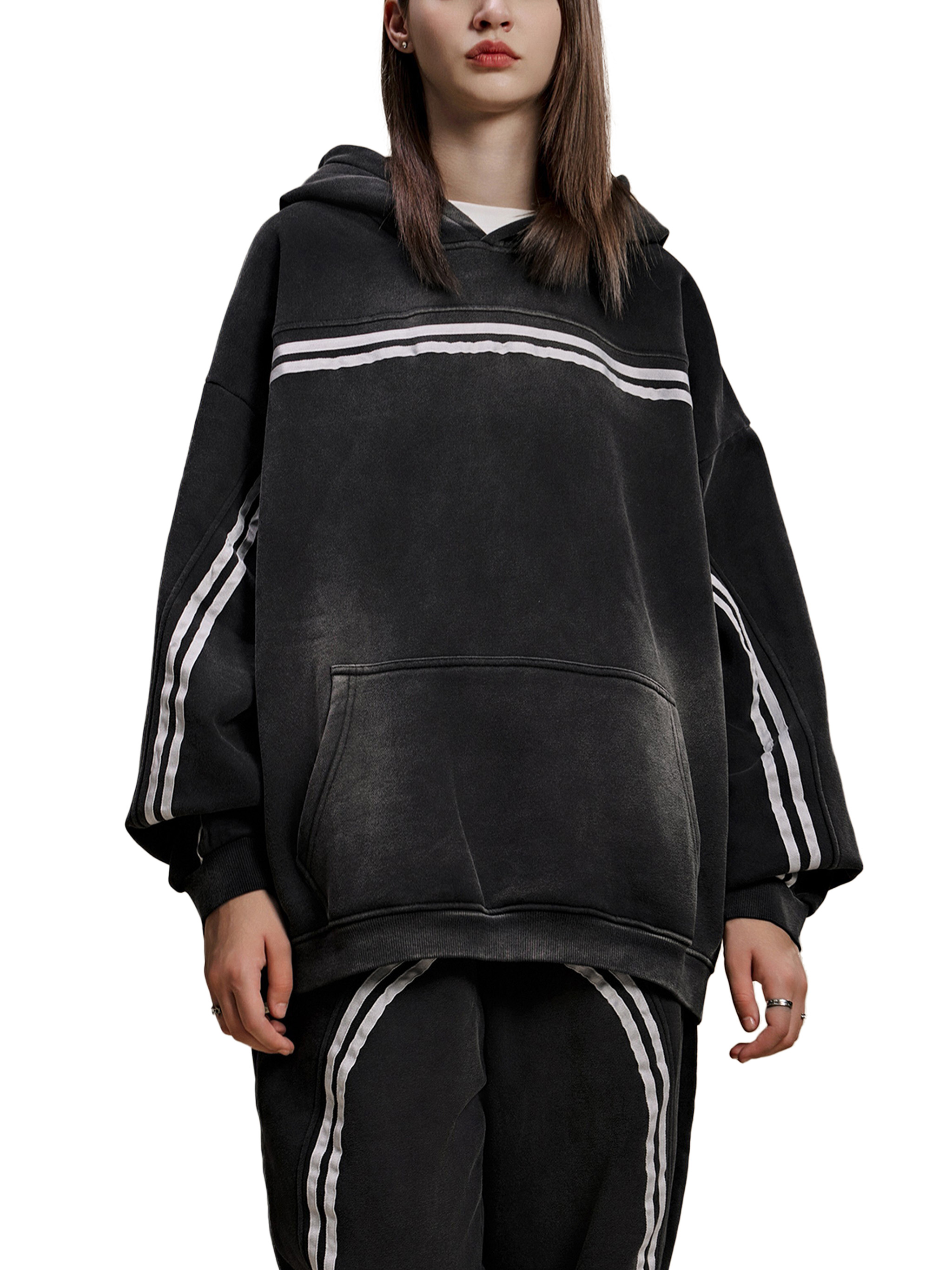 Sun Fade Contrast Tape Fleece Hoodie #RW0030 | TAPSTITCH