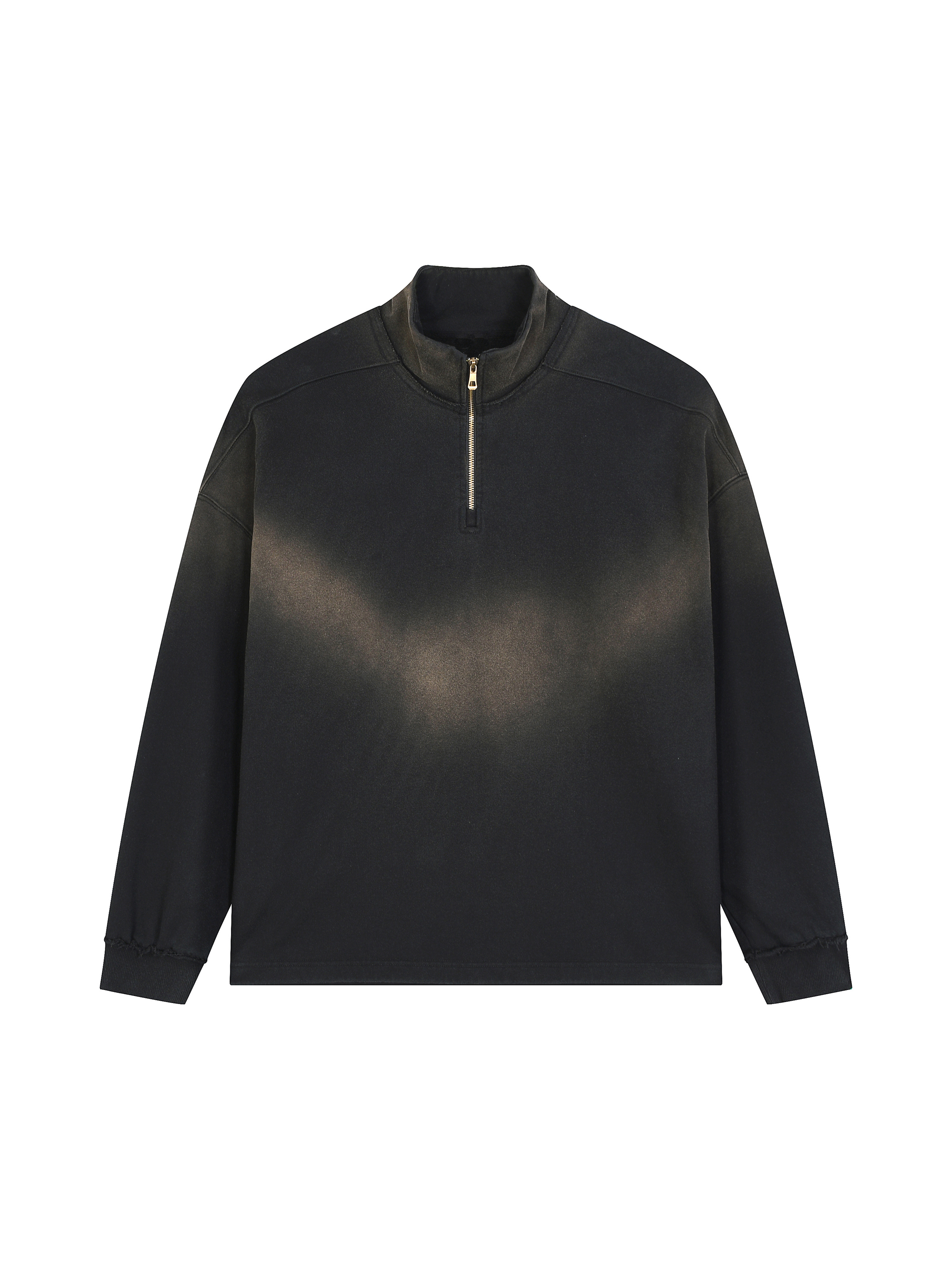 Sun Fade Raw Edge Quarter-Zip Sweatshirt #RW0025 | TAPSTITCH