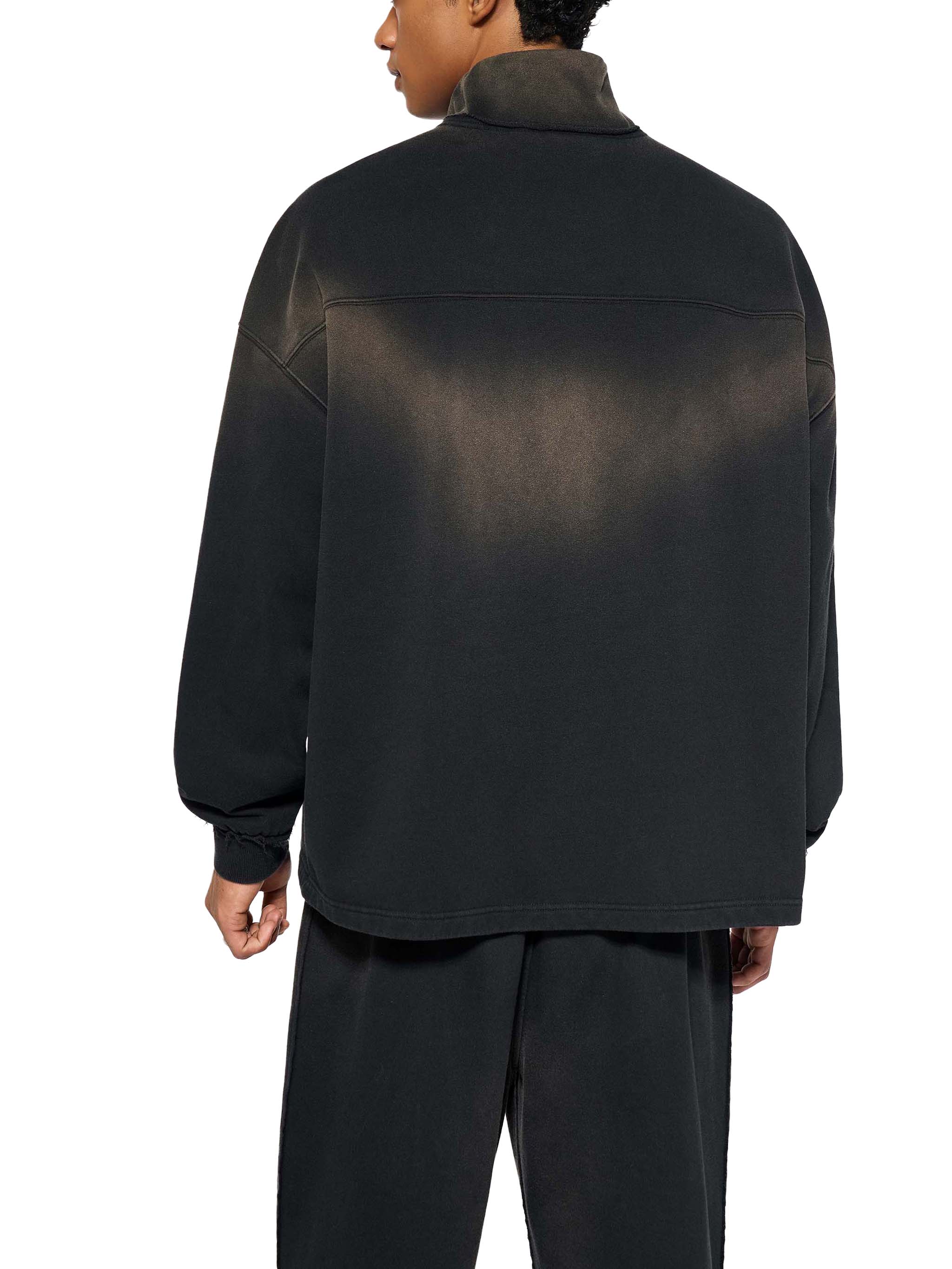 Sun Fade Raw Edge Quarter-Zip Sweatshirt #RW0025 | TAPSTITCH